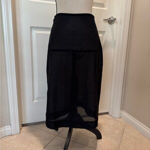 L'Academie Black Sheer Midi Skirt